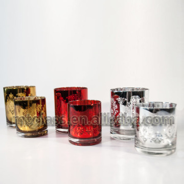 Simple glass candel holder with electroplated effect