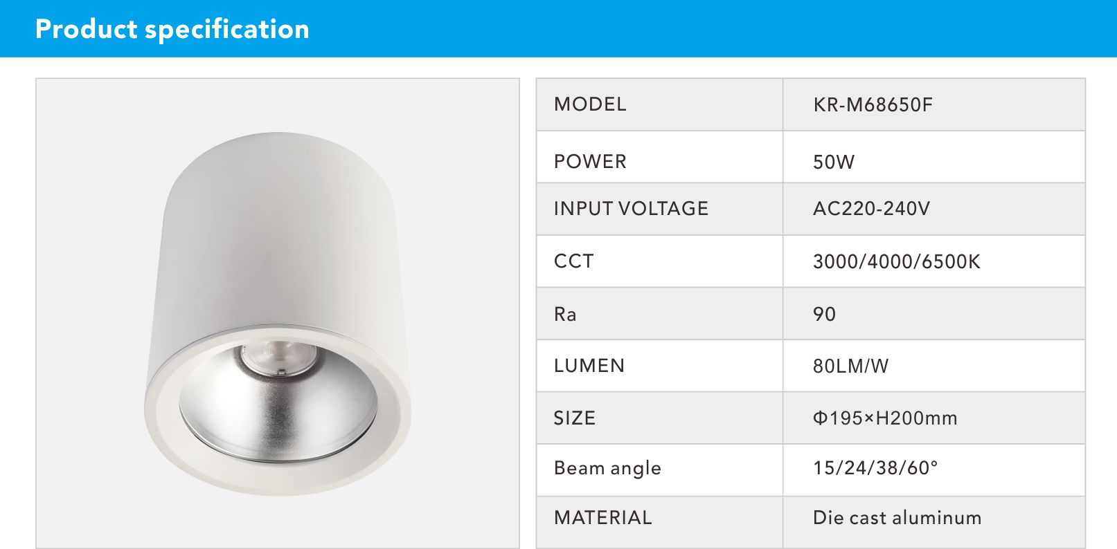 50W Cob Round Downlight