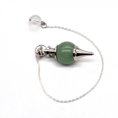 Beautiful Pendulum Dowsing Chakra Pendant with Chain Natural Gemstone Energy Healing Crystal 18MM Balls Point pendant