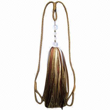 Magnetic curtain tieback with crystal beads