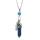 Lapis lazuli Feather Hexagonal Prism Pendant Choker Necklace