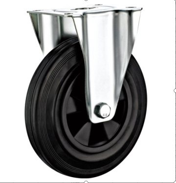 80mm European industrial rubber rigid caster without brake