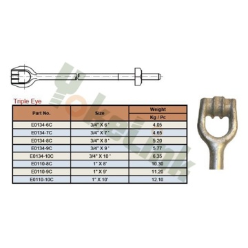 ANSI C135.2 3 가닥 눈 앵커 로드