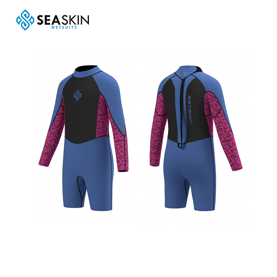 Seackin Kids Back Zipper Swimming Wetsuit 2mm