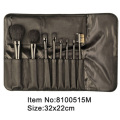 8pcs noir poignée en plastique (nylon) animal cheveux pinceau de maquillage en coffret noir satin