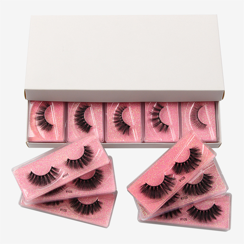 5 Colors Glitter box 3D mink false eyelashes handmade wholesale cosmetics eyes makeup beauty