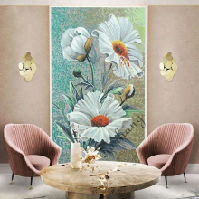 Wall Decorative Jasmine Flower Glass Tile Mosaic Mural Patterns