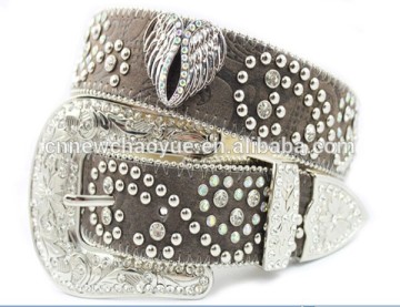 Women Western Genuine Leather Studded Rhinestone Belt