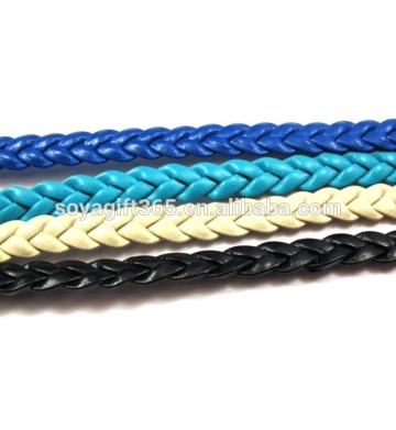 Braided Faux Leather Cord Synthetic Leather Flat Trim Faux Leather Rope 5mm