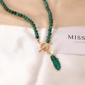 Protection Collier de perles en cristal malachite pour femmes mignonnes fleurs de fleur en or