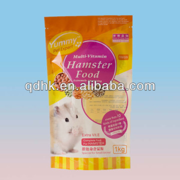 Hamster food packaging stand up zipper bag with window