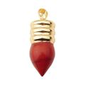 Ampoule de lampe naturelle Gemstone Red Jasper Pendentif plaqué or