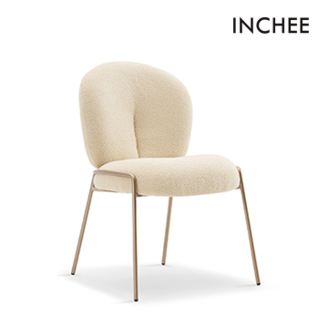 Modern Fabric Dining Chair With 4 Metal Legs