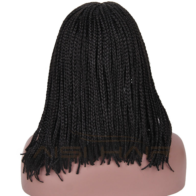 Aisi Hair Wholesale Medium Length Glueless Lace Front Wigs For Black Women Heat Resistant Braid Box Lace Front Three Braids Wigs