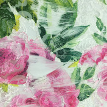 Multicolor Print Flower Fringe Mesh Embroidery Fabric