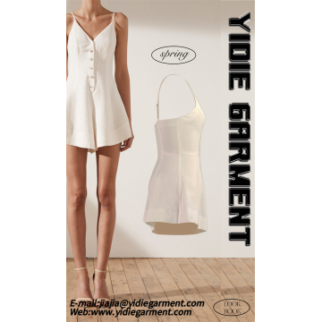 Leinenmischtaste Flared Spaghetti Strap Short Playsuit