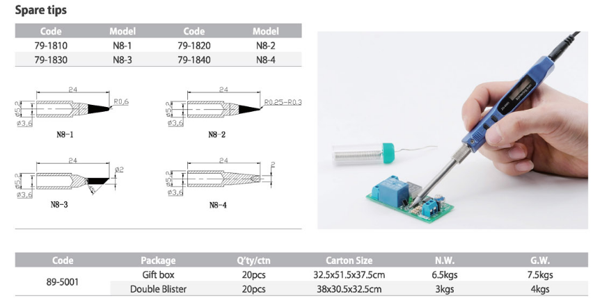 Zhongdi ZD-8950 Mini DC Power 10W 20W 30W Soldering Iron LCD Temperature Display with Adaptor Stand