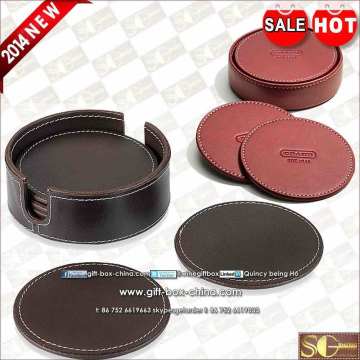 PU leather coaster and mug pad set of 4