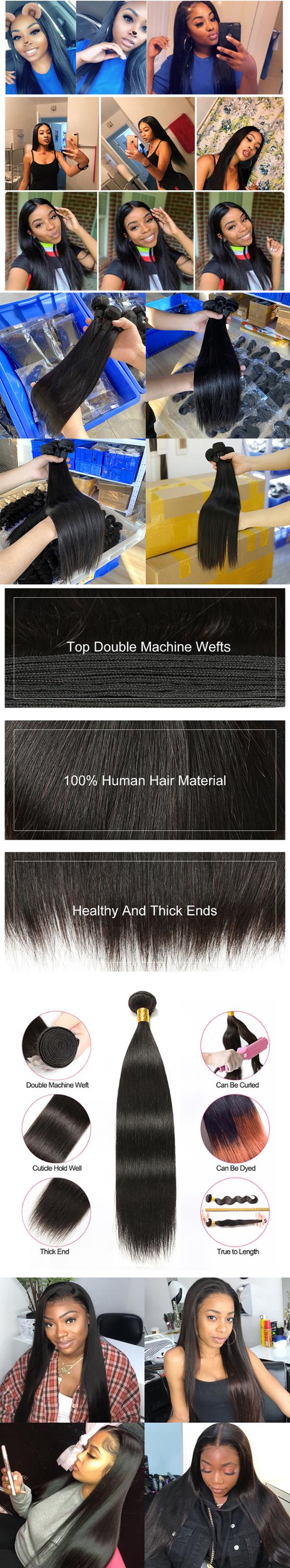 Straight Virgin Remy Brazilian Hair Cuticle Aligned Virgin Hair Bundles Natural Color 100% Human Hair Extension