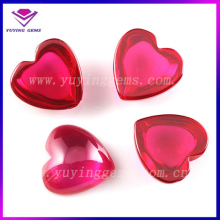 One Flat Back Heart Ruby Stone Cabochon 5# Synthetic Corundum