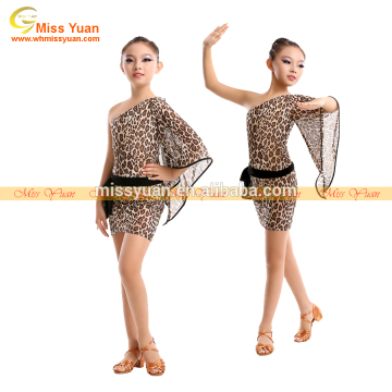 One Shoulder Leopard dance costumes Girls Latin Dance Skirt