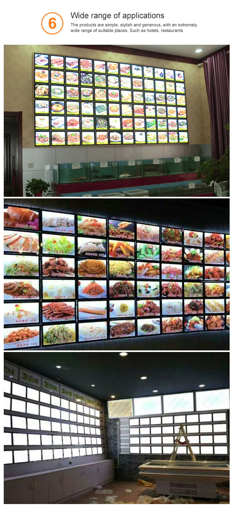 CF7 6mm ultra slim injection crystal frame LED single side advertising fast food led restaurant menu board light box