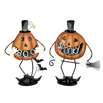 Metal Pumpkin Ornaments BOO Halloween Decor for Backyard