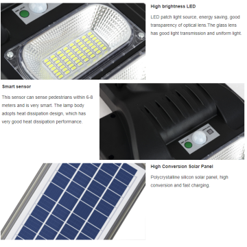 Hoja de datos de la luz de calle solar integrada impermeable ABS