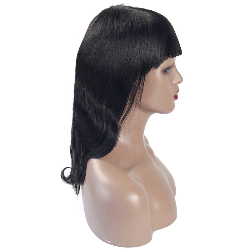 cheap price short human wig machine made,100% human hair machine made human wig with bang,pure human hair wigs curly