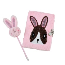 Kawaii Sequin Bunny Plush A5 Notebooks for Students - High Quality Custom Promotion