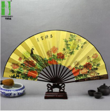 Promotional bamboo hand fan , gold hand fan, paint hand fan