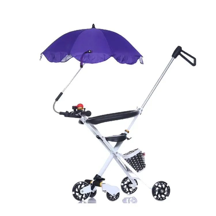 Unique Design Silver Coating Hands Free Universal Clip Clamp Baby Stroller Umbrella for Baby Car