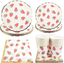 Strawberry Party Disposable Dinnerware Set for 20 Guests