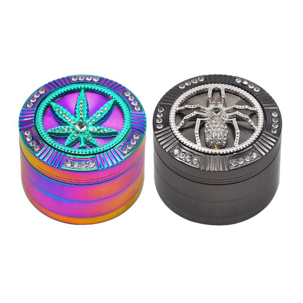 Zinc Alloy 63mm 4 parts Herb Grinder Weed Grinder Spider Design unique teeth design herb crusher smoking accessories