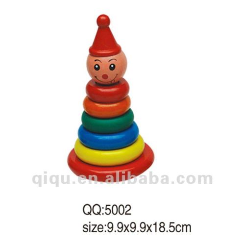 Big Intelligence Clown Wooden Tower Toy