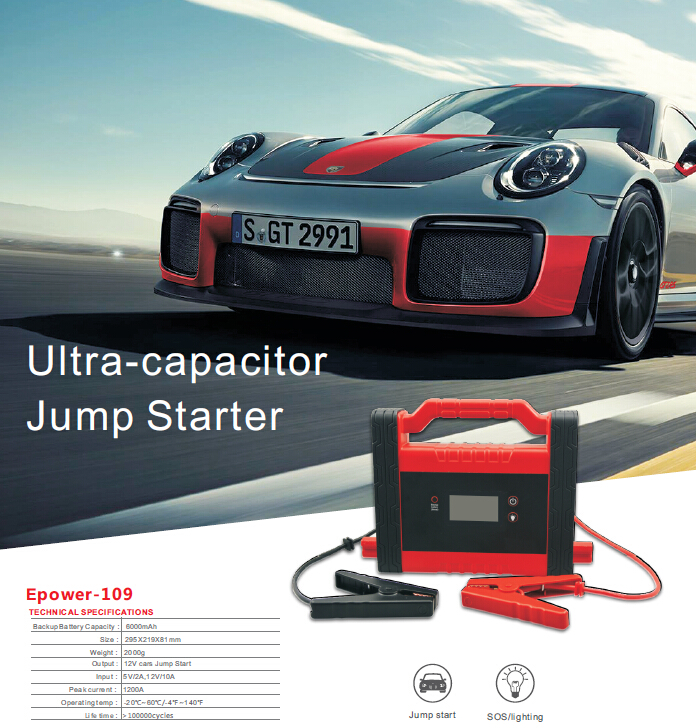 CARKU 12V&24V Dual Car Starter Portable 1200A Peak Current Jump Starter with 100000 Lifecycle Time