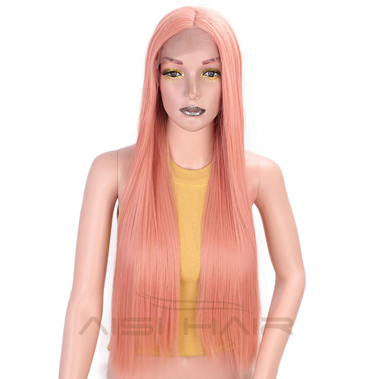 Aisi Hair Lace Front Synthetic Long Straight Wigs Red Silk Straight Long Wigs Colorful Heat Resistant Fiber Lace Front Hair Wigs