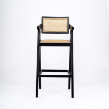 Nordic Rattan High Bar Chair - Vintage Bar Stool with Creative Rattan Backrest