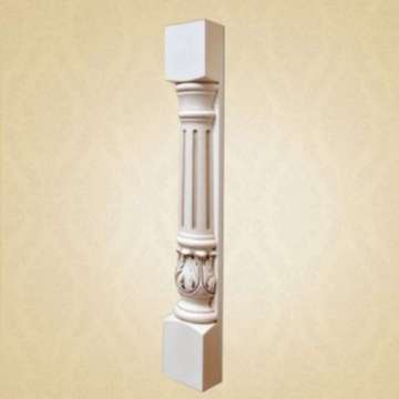 Solid Wood Modern White Painted Carved Staircase Column