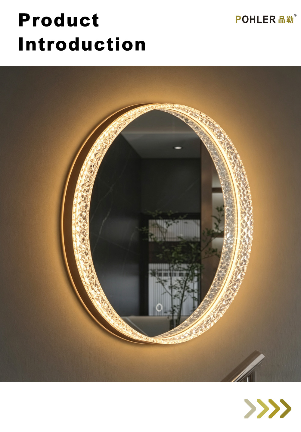 D073 Овальное зеркало со светодиодной подсветкой X D073 Oval Crystal LED Mirror X