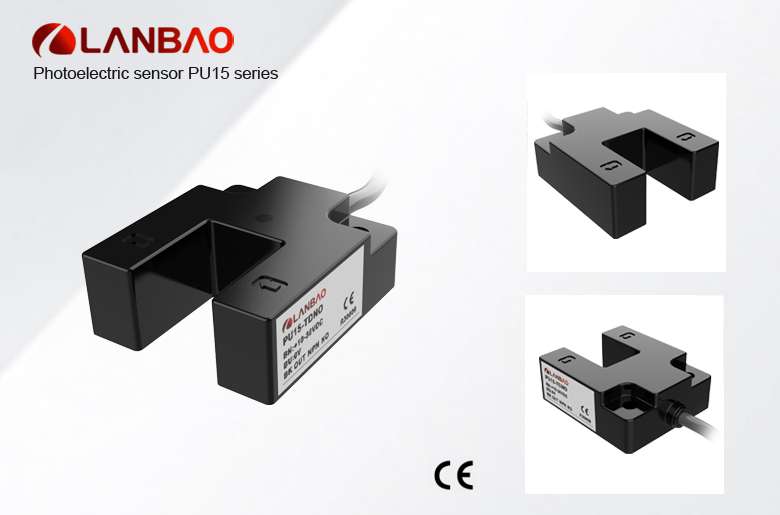Lanbao Photoelectric Sensor U-shaped Through Beam Reflection Sensor PU15 Series 15mm Distance Adjustable 3 Wires with 2m Cable