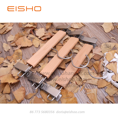 EISHO Solid Wood Anti-Slip Trouser Clamp Hanger