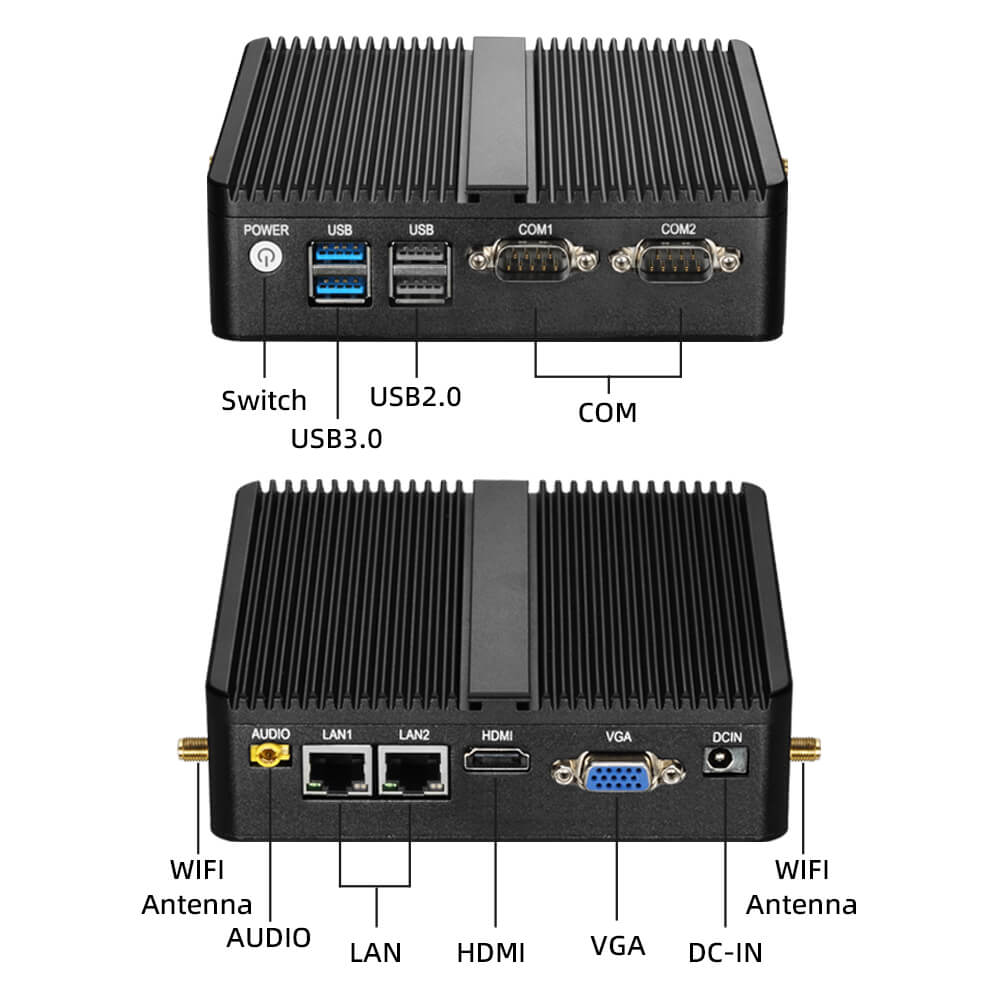 x30 2LAN 2COM Fanless Industrial Mini Desktop PC