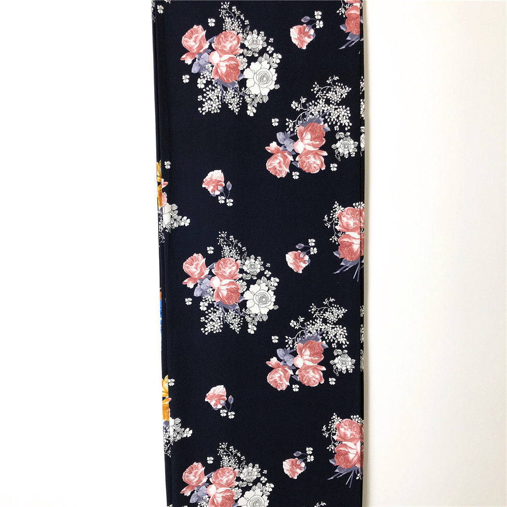 Navy Background Rayon 45s Normal Printed