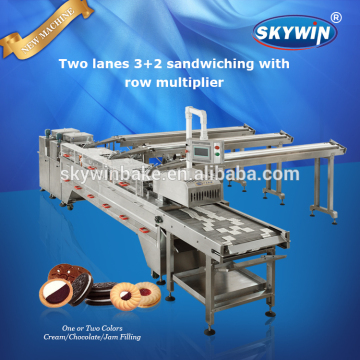 High Efficiency Biscuit Factory Machine Two Lines Biscuit Cookies Sandwiching Machine