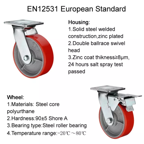 Çelik-Solcu Yatak 100mm PU Trolley Palet Çarkı