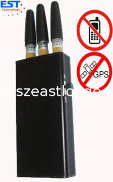 Est-808kc Gps Signal Jammer + Mobile Phone Blocker With 3 Antenna , Black