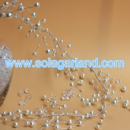 Silver Wire Acrylic Pearl Bead Branch Garland