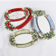Ceramic Dinnerware Sets with Mistletoe Emboss for Christmas