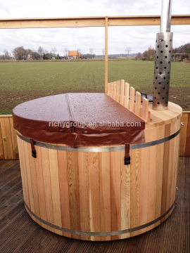 Cedar wood outdoor spa wood burned barrel
